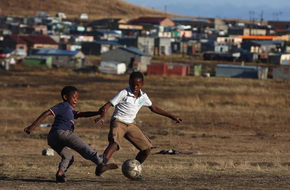 children playing soccer in SA