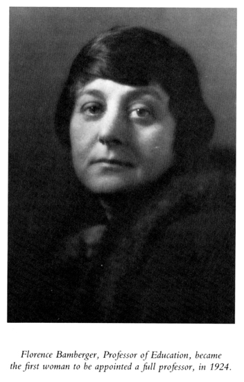 Florence Bamberger, Professor of Education, became the first woman to be appointed a full professor, in 1924.