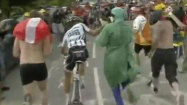 Alberto Contador punches fan during the Tour de France
