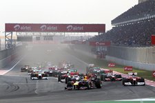 Sebastian Vettel (GER) Red Bull Racing RB7 leads at the start of the race.
Formula One World Championship, Rd 17, Indian Grand Prix, Buddh International Circuit, Greater Noida, New Delhi, India, Race, Sunday, 30 October 2011