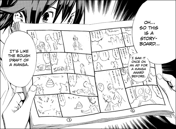 The heroes of Bakuman discover the storyboard