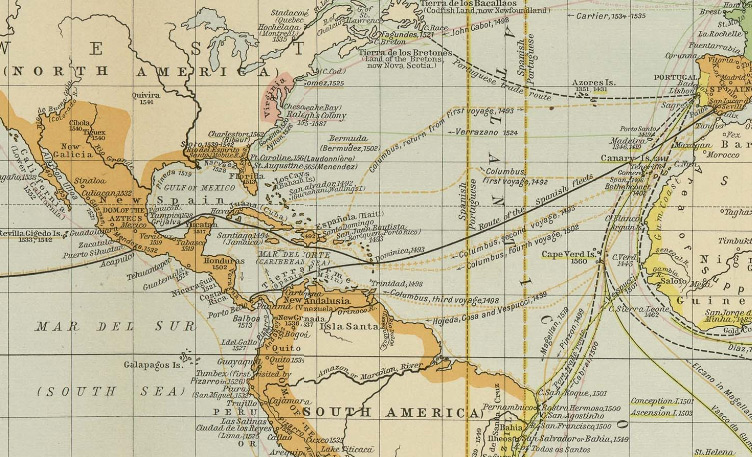 Detail from 'The Age of Discovery' map; click to enlarge