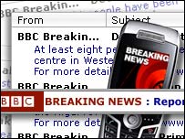 montage showing a range of breaking news services