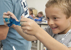 Seeing the results of an experiment with polymers excited campers at Penn State's Science-U Jr. Sleuths summer camp. The Jr. Sleuths camp is designed to introduce fun and educational chemistry exploration to youngsters entering the 2nd and 3rd grade. Go to  www.sciencecamps.psu.edu/2012-camps  for more information about the variety of camps available at Penn State's Science-U.