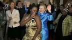 Hillary Clinton joins in the dancing