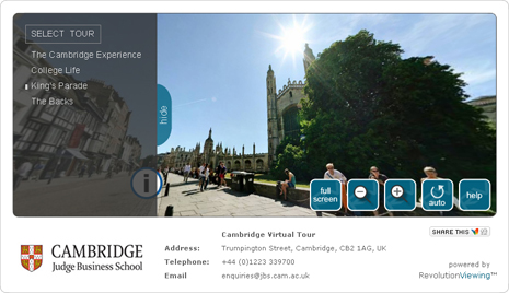 Launch a virtual tour of Cambridge and the Colleges
