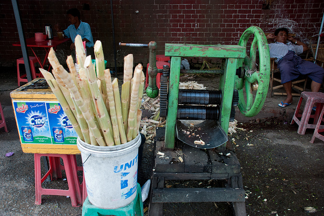Sugar Cane Juice Stand, Yangon, Myanmar