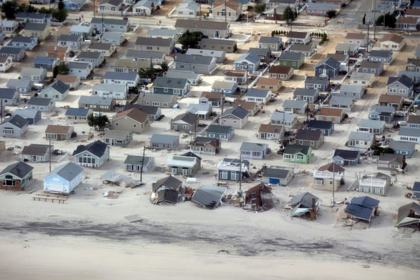 This view of storm damage over the Atlantic coast in Seaside Heights, N.J.