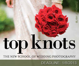 Top Knots wedding contest promo image of bride holding flowers