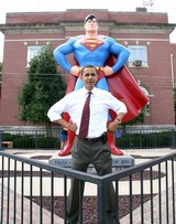 Courtesy Clyde Wills
Before he was president, Barrack Obama posed in front of the Superman statue in Metropolis, Ill.