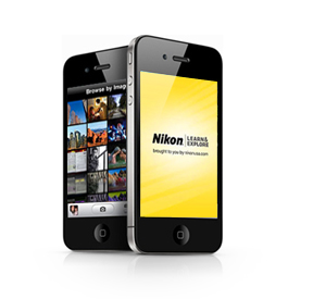 photo of two iPhones with the Nikon L&E app on the screens