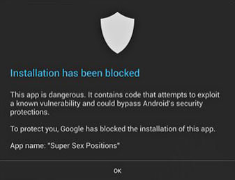 Android detecting a dangerous app.