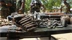 Arms and ammunitions recovered from Islamist insurgent during a clash with soldiers in the remote northeast town of Baga, Borno State