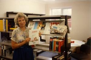 Lilian Lincoln, AVERT's first Information Officer, in AVERT's first offices in Horsham 1992