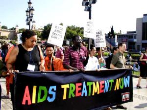 Treatment activists at International AIDS Conference, Spain, 2002