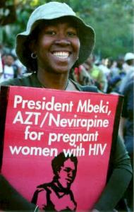 An HIV positive woman marching at the Durban AIDS conference, South Africa