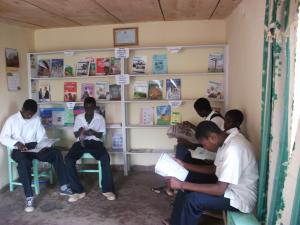Youths access the Umunthu Foundation Sexual Health LIbrary