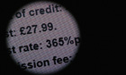 A section from the Wonga website displays the interest rate for a payday loan