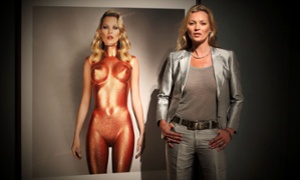 Kate Moss at the 'Kate Moss: The Collection' auction, which sees various artworks featuring the model, go under the hammer at Christie's in London.