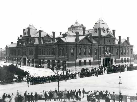Pullman Workers on Strike outside Arcade Building 1894