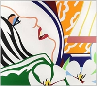 Bedroom Face with Orange Wallpaper by Tom Wesselmann