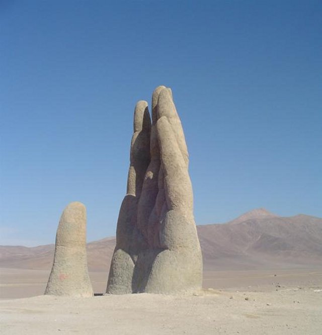 hand of desert sculpture in chile