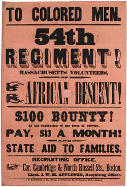 To Colored Men. 54th Regiment! Massachusetts Volunteers, Of African Descent Broadside