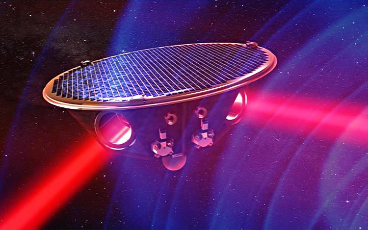 eLISA - spacecraft passing gravitational waves