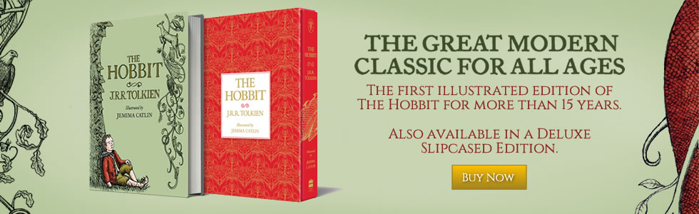Tolkien, The Hobbit banner. New illustrated edition.
