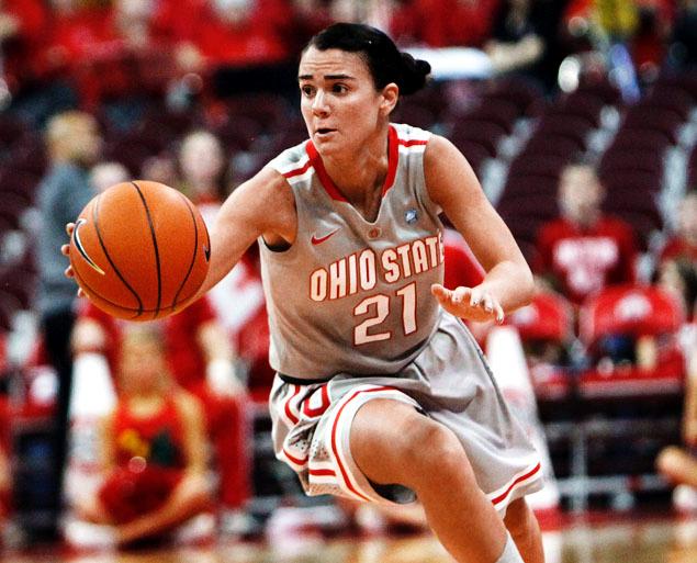 
	Ohio State's Samantha Prahalis (21) in action during the second half of an NCAA women's college basketball game against Iowa, Monday, Jan 2, 2012, in Columbus, Ohio. Ohio State won 84-71.(AP Photo/Terry Gilliam)

