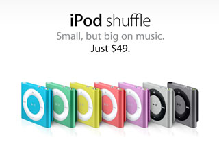 iPod shuffle. Small, but big on music. Just $49.