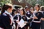 English students from Birrong Girls High School finish their first exam.