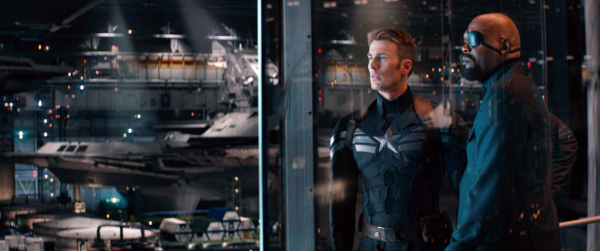 Chris Evans as Steve Rogers, left, and Samuel L. Jackson as Nick Fury in "Captain America: The Winter Soldier." (Marvel)