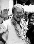 This Oct. 2, 1978 file photo shows Russell Johnson, as the professor, posing during filming of a two-hour reunion show, "The Return from Gilligan's Island," in Los Angeles. AP