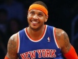 Carmelo Anthony smiles during the second half of