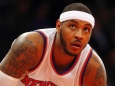 Carmelo Anthony looks on during a game against