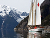 Picture of a sailboat near the Great Bear Rainforest, Canada