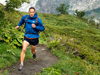 Picture of Topher Gaylord running through the Val Ferret, Tour of Mont Blanc, Courmayeur, Italy