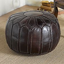 North African Marrakesh Leather Pouf