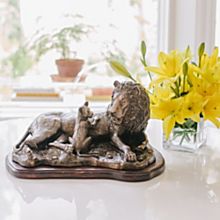 'Together' Signed Lion and Cub Bronze Sculpture, Handmade in Texas