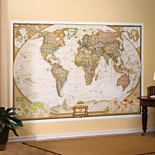 World Mural Wall Map, Earth-Toned