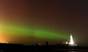 The aurora borealis at St. Mary's Lighthouse and Visitor Centre, Whitley Bay, North Tyneside.