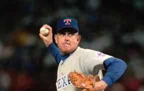 FILE -- Nolan Ryan, Baseball's all-time strike-out leader, pitches in his final season against the California Angels at Anaheim Stadium, Sept. 17, 1993. Ryan will be inducted into the Baseball Hall of Fame in Cooperstown, N.Y., July 25. (AP Photo/Kevork Djansezian)   Original Filename: HALL_OF_FAME_RYAN_9GT.JPG