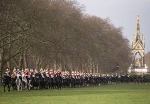 21 March 2014: The Household Cavalry Mounted Regiment have their annual 'Major General's Inspection' in Hyde Park in London