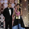Sandra Bullock and Tom Hanks at event of 71st Golden Globe Awards