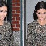  Kim Kardashian shows off black bra and panties in see-through dress
