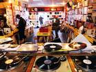 Customers browse through Vinyl Junkies record shop in Berwick Street, Soho, London