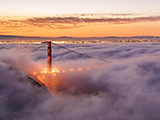 Picture of the Golden Gate Bridge at sunrise, San Francisco, California