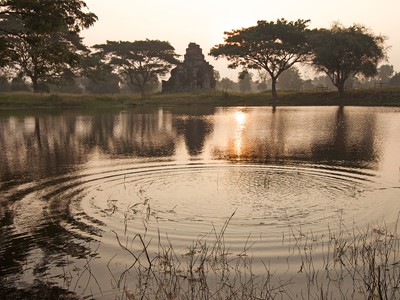 Sunrise over one of the ponds at Banteay Chhmar.