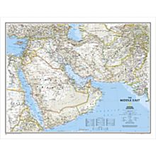 Afghanistan, Pakistan and Middle East Political Wall Map, Laminated